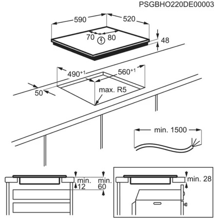 Plita incorporabila Electrolux LIB60424CK, Inductie, 4 zone de gatit, Control Touch, Booster, Blocare de siguranta pentru copii, 60 cm, Negru