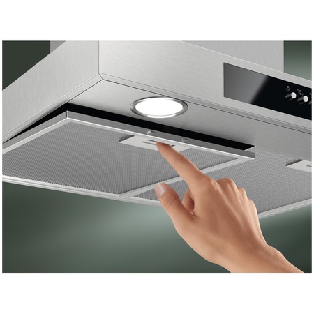 Hota incorporabila decorativa Electrolux LFT526X, Putere de absorbtie 600 mc/h, Filtre aluminiu lavabile, 60 cm, Inox