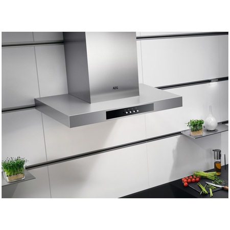 Hota incorporabila decorativa AEG DBB4651M, Putere de absorbtie 600 mc/h, Filtre aluminiu lavabile, Clasa B, Iluminare LED, 60 cm, Inox