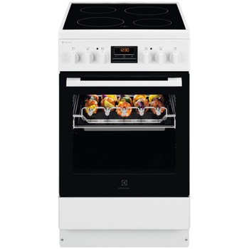 Aragaz Electrolux LKR540202W, Electric, Plita vitroceramica, 4 zone de gatit, Cuptor electric multifunctional, Clasa A, 50 cm, Alb