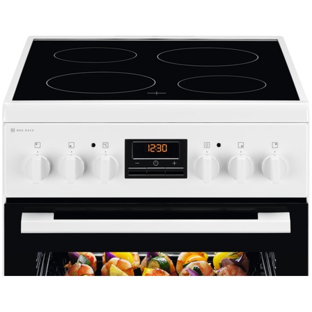 Aragaz Electrolux LKR540202W, Electric, Plita vitroceramica, 4 zone de gatit, Cuptor electric multifunctional, Clasa A, 50 cm, Alb