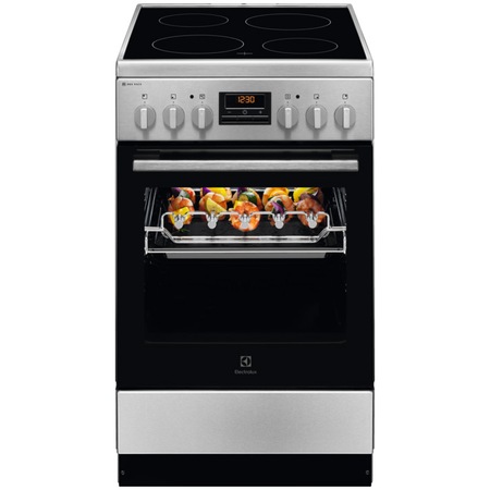 Aragaz Electrolux LKR540202X, Electric, Plita vitroceramica, 4 zone de gatit, Cuptor electric multifunctional, Clasa A, 50 cm, Inox