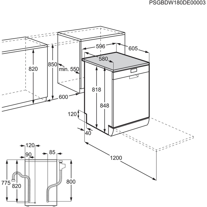 Masina de spalat vase AEG FFB73717PW, 15 seturi, 9 programe, Motor inverter, Control touch, Brat StaelliteClean, Afisaj digital, Clasa D, Alb