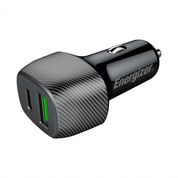 Incarcator auto Energizer PowerDelivery, 38W QC 3.0, 1 USB A + 1 USB C, Negru