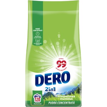 Detergent de rufe pudra Dero 2in1 Prospetimea Muntelui, 9 kg, 120 spalari