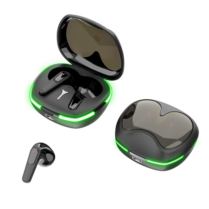 NUBI Pro 60 vezeték nélküli fülhallgató, TWS LED, Hi Fi, Bluetooth Wireless, Touch Control, E-Games, Mikrofon, Fekete
