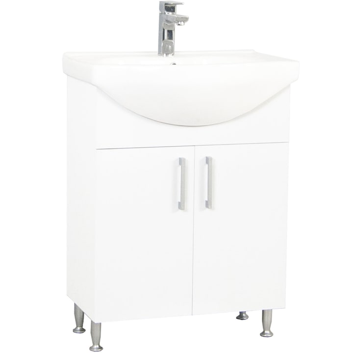 Комплект шкаф и мивка за баня Badenmob 001 ECO, 60см, Бял