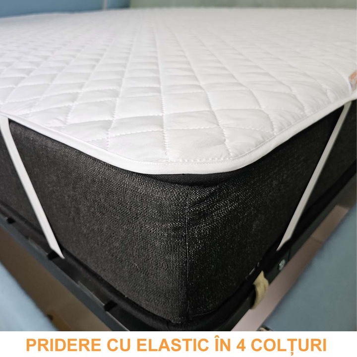 Husa protectie saltea Pernador, 200x200 cm, microfibra matlasata ultrasonic 240gr, prindere cu elastic
