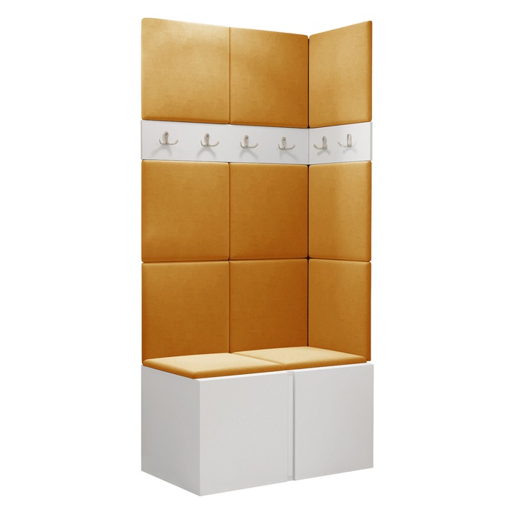 Mobilier pentru hol Tavasz I, MIRJAN24, alb / galben, 46x84x186 cm