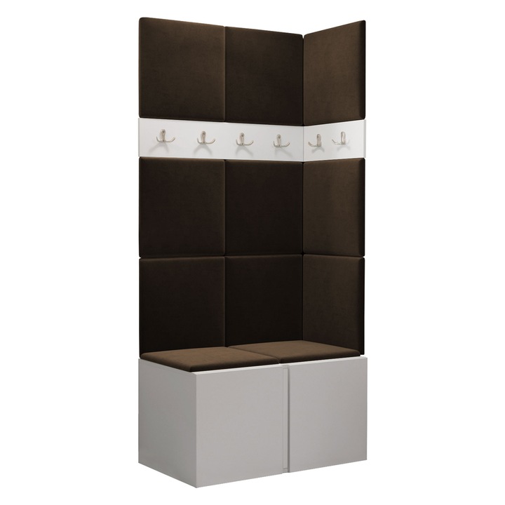 Mobilier pentru hol Tavasz I, MIRJAN24, alb / maro, 46x84x186 cm