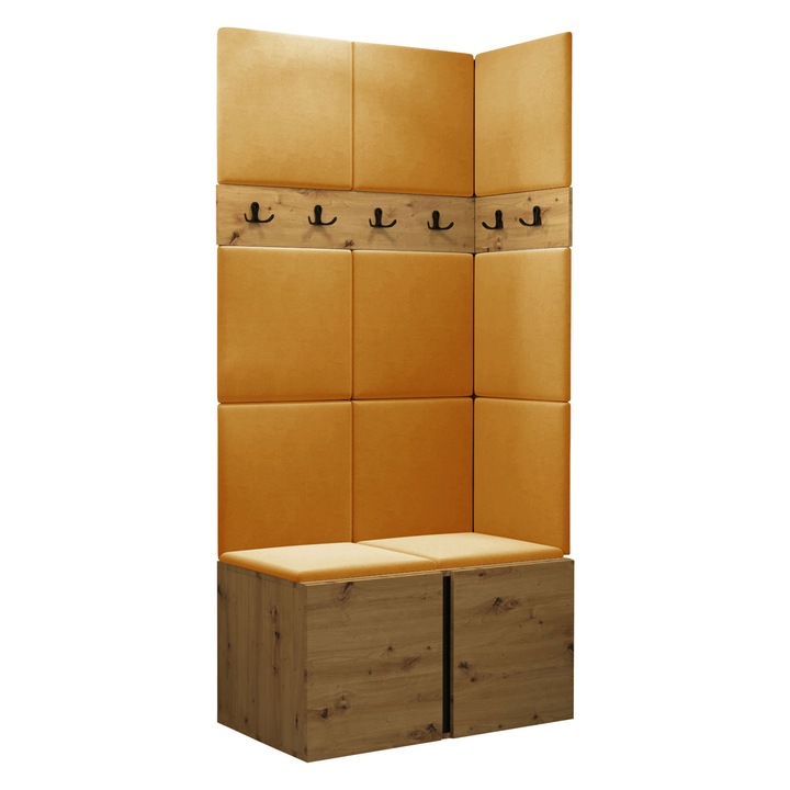 Mobilier pentru hol Tavasz I, MIRJAN24, artisan / galben, 46x84x186 cm