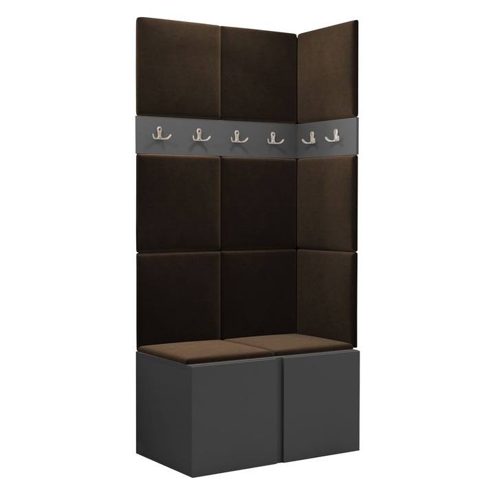 Mobilier pentru hol Tavasz I, MIRJAN24, gri / maro, 46x84x186 cm