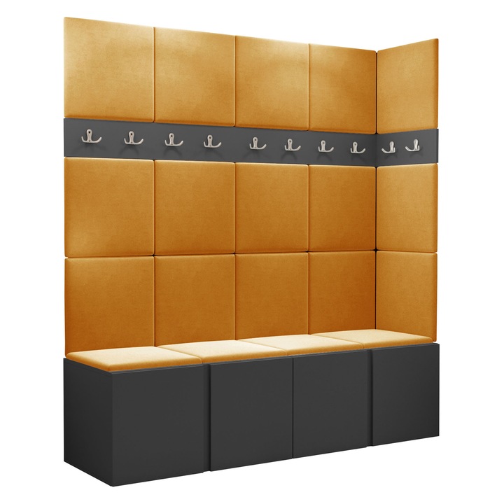 Mobilier pentru hol Tavasz II, MIRJAN24, gri / galben, 46x168x186 cm