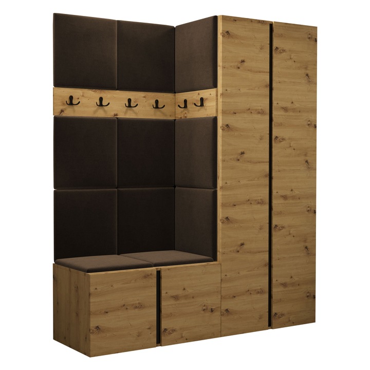 Mobilier pentru hol Tavasz III, MIRJAN24, artisan / maro, 46x158x186 cm