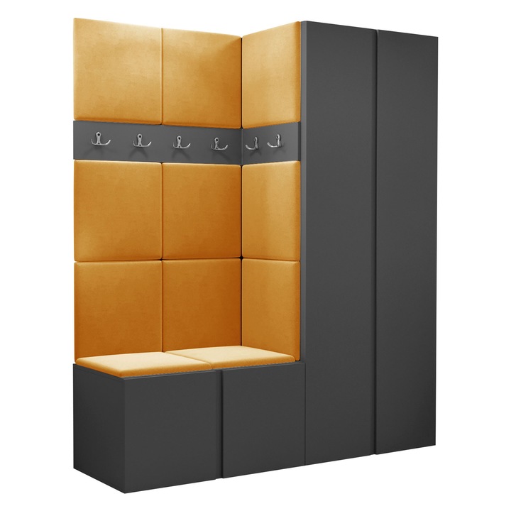 Mobilier pentru hol Tavasz III, MIRJAN24, gri / galben, 46x158x186 cm