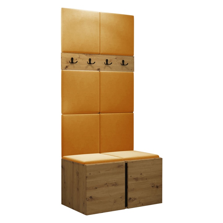 Mobilier pentru hol Tavasz IV, MIRJAN24, artisan / galben, 46x84x186 cm