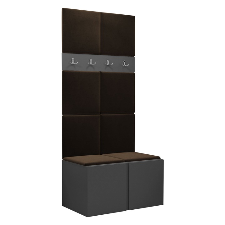 Mobilier pentru hol Tavasz IV, MIRJAN24, gri / maro, 46x84x186 cm