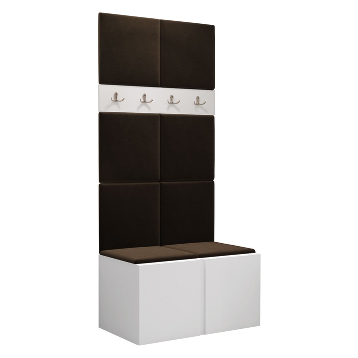 Mobilier pentru hol Tavasz IV, MIRJAN24, alb / maro, 46x84x186 cm