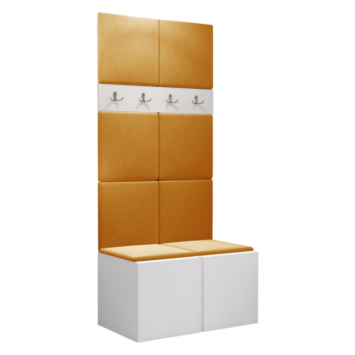 Mobilier pentru hol Tavasz IV, MIRJAN24, alb / galben, 46x84x186 cm