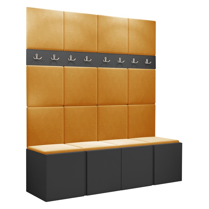 Mobilier pentru hol Tavasz V, MIRJAN24, gri / galben, 46x168x186 cm