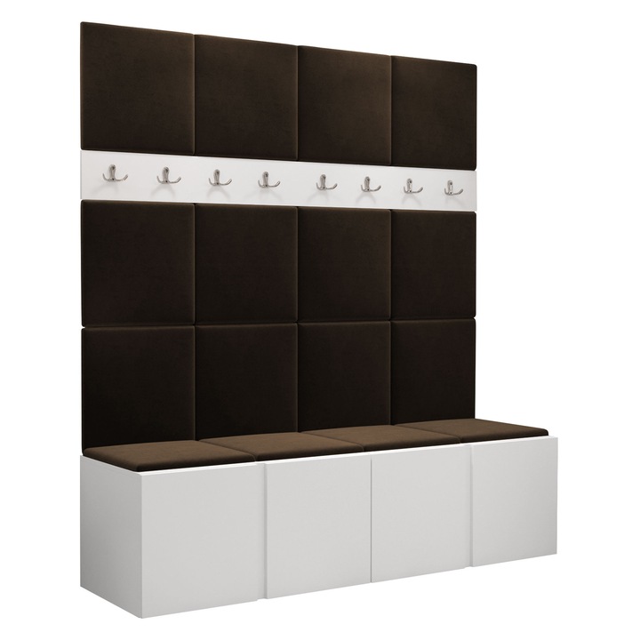 Mobilier pentru hol Tavasz V, MIRJAN24, alb / maro, 46x168x186 cm