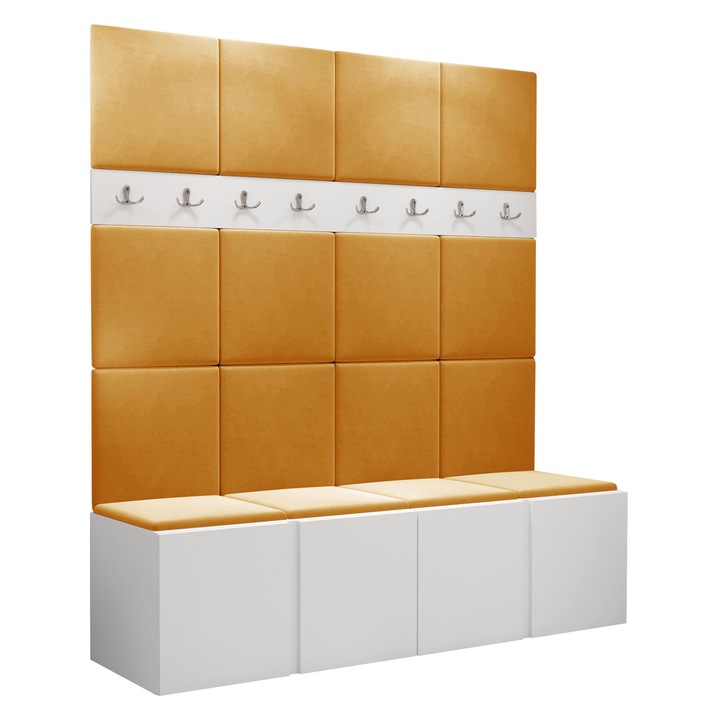 Mobilier pentru hol Tavasz V, MIRJAN24, alb / galben, 46x168x186 cm