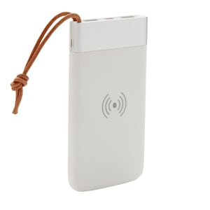 Powerbank wireless Aria, Ronic, 8.000 mAh, 5W, compatibilitate cu toate telefoanele ce au functia QI, ABS, 1,5 x 7,1 x 14 cm, 180 gr, alb