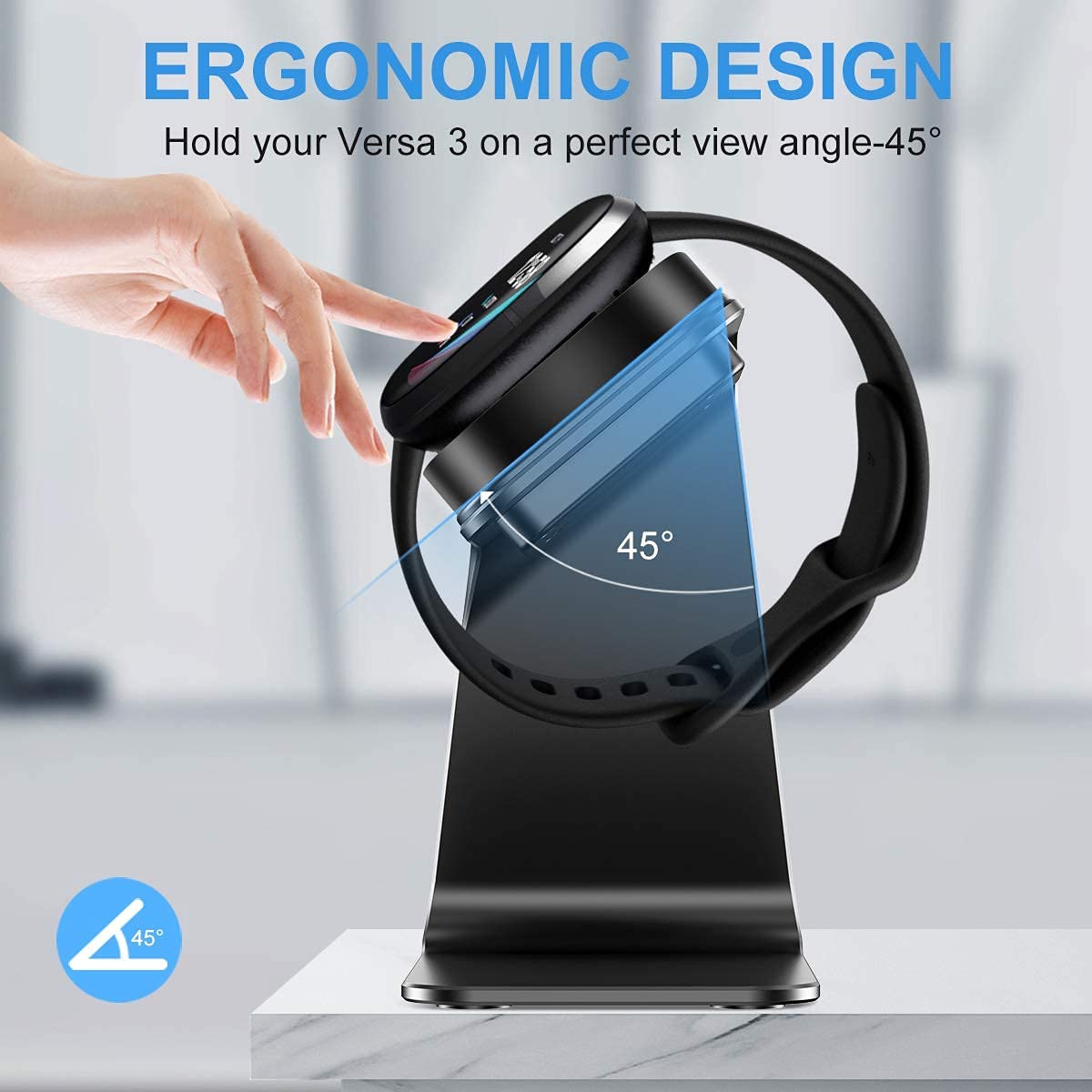 Adaptateur Chargeur Magnétique Pour Fitbit Versa 3/4, Sense 1/2 - Branchement USB-C, Aluminium - Charge Rapide