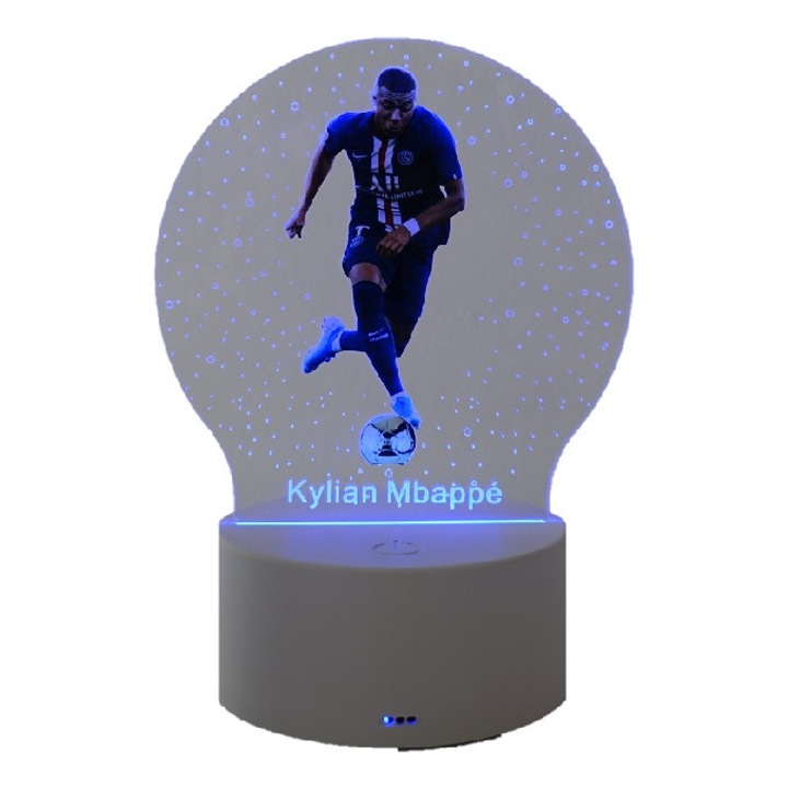 Lampa De Veghe LED, Kylian Mbappe, 7 Culori, Alimentare USB sau 3 baterii AA