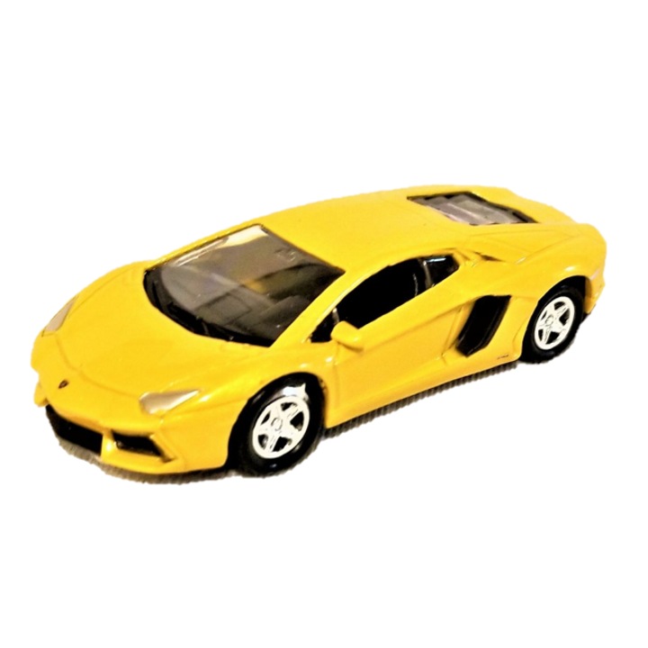 Количка Welly Lamborghini Aventador, Колекционерска, Метален модел, Мащаб 1:64, Жълт