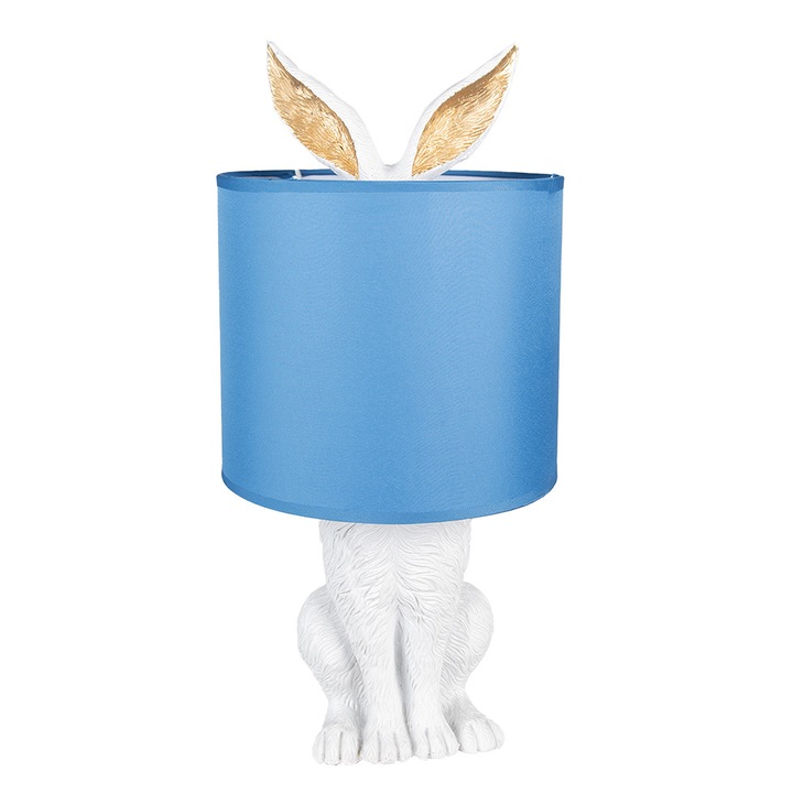 Fehér polirezin lámpabúra kék Rabbit 20x43 cm