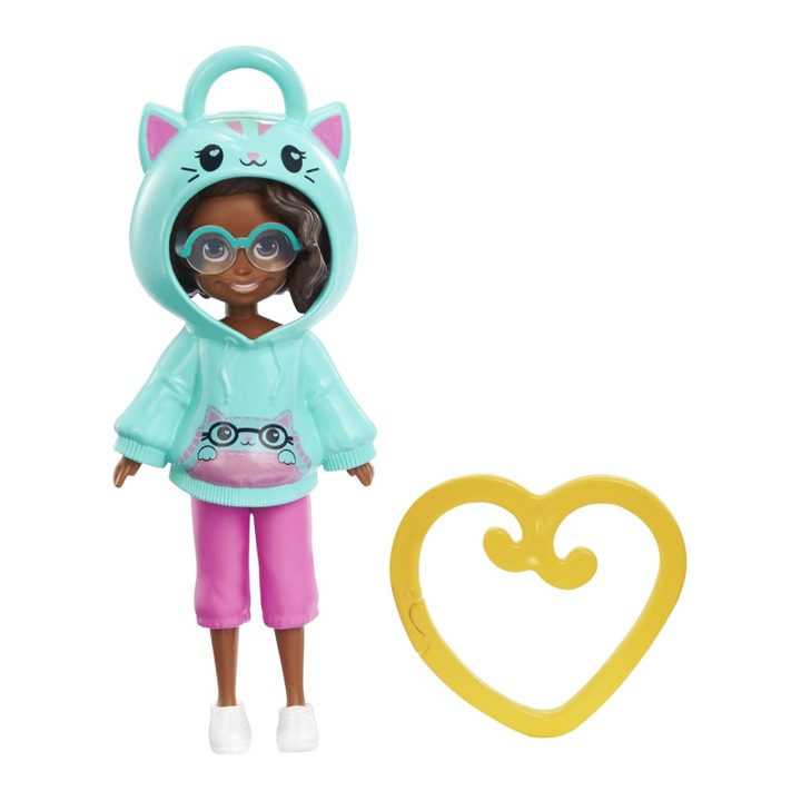 Doll Polly Pocket Hoodie Buddy Cat Dark Skin hkv99