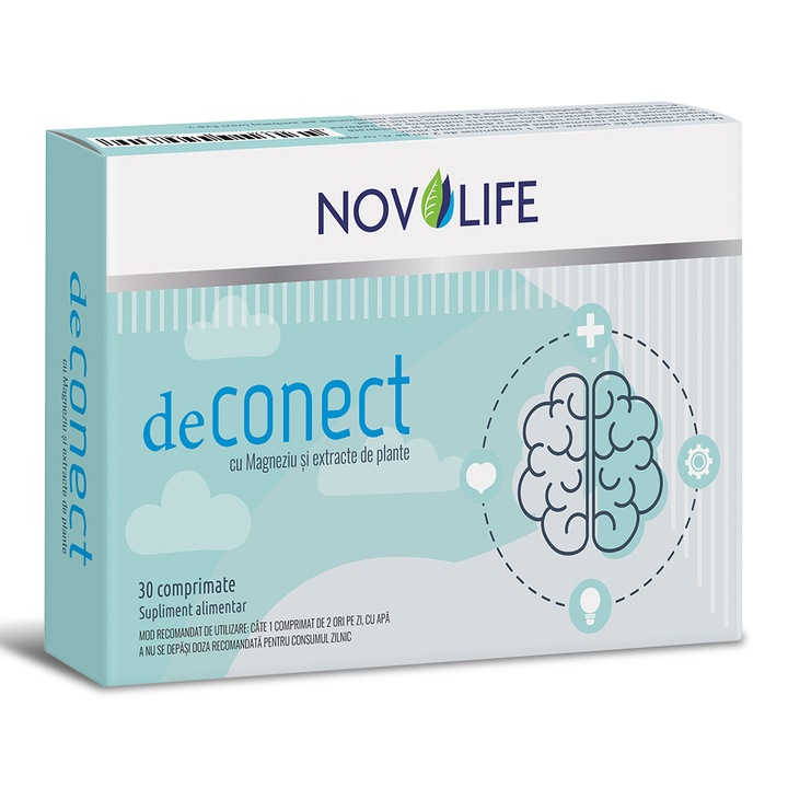 Supliment alimentar DeConect cu Magneziu si Extracte de Plante, 30 comprimate, Novolife