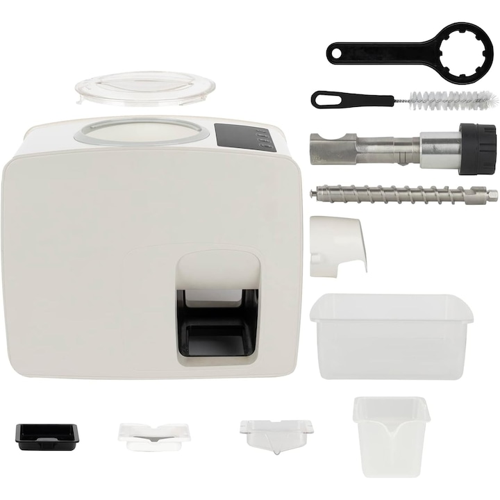 Presa de ulei electrica H.Koenig, OLY900, ideal pentru toate tipurile de ulei, 7 programe prestabilite, ecran digital​​​​​​​, preparare rapida, lame din otel inoxidabil, oprire automata, 100% natural, accesorii incluse, crem/alb