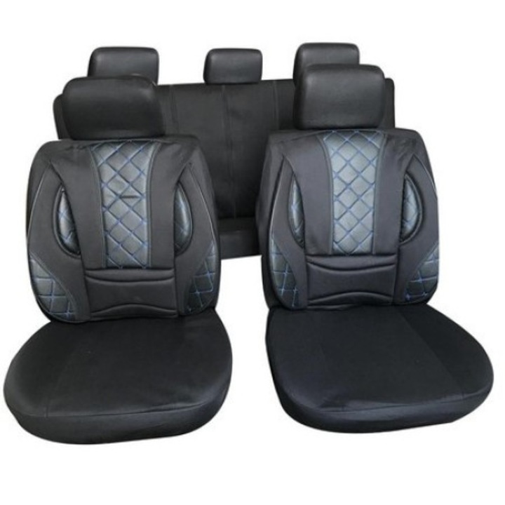 Комплект калъфи SMARTIC, за автомобилни седалки, 11 части, черен/син
