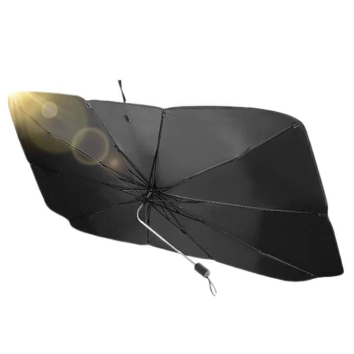 Autós napernyő 360°, összecsukható, autóhoz, QUANDES 145 x 79 cm, fekete-ezüst