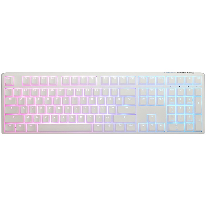 Клаватура Gaming Ducky One 3 Classic, RGB подсветка, Суичове MX-Brown, Бял