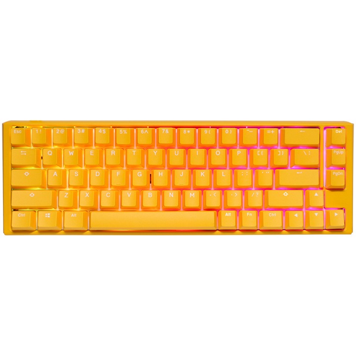 Клавиатура Gaming Ducky One 3 Yellow SF, RGB осветление, MX-Clear switches, Жълт
