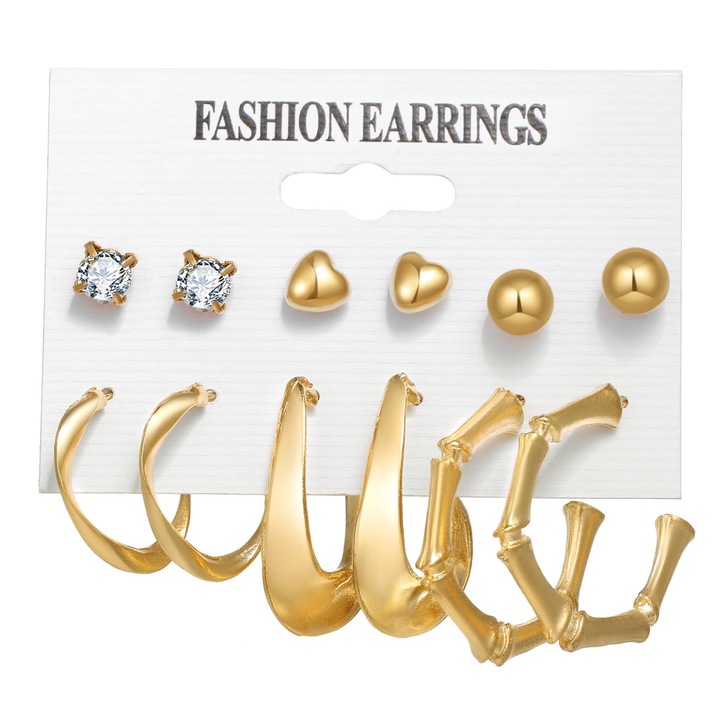 Комплект дамски обеци, Fac, Metal, Gold