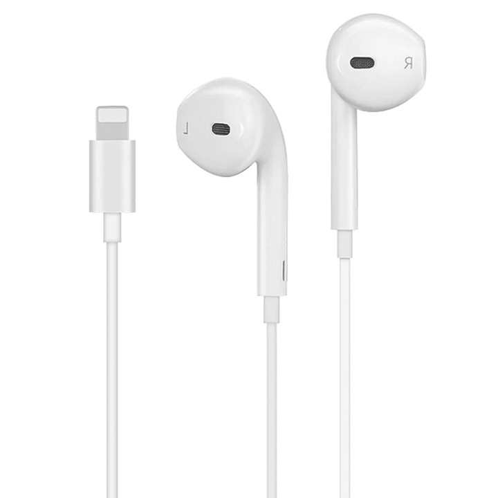 Casti audio in-ear cu conector compatibil Apple, lungime cablu 1.2 m, White