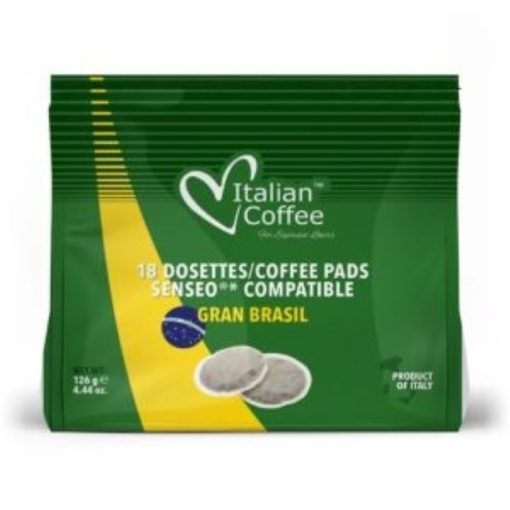 Capsule Cafea Gran Brasil Italian Coffee, 18 paduri, compatibile cu Senseo