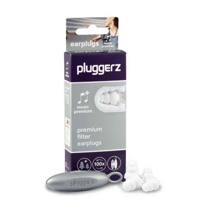 Тапи за уши Pluggerz Music Premium силиконови, с музикален филтър, който намалява вредния шум 4 пакета