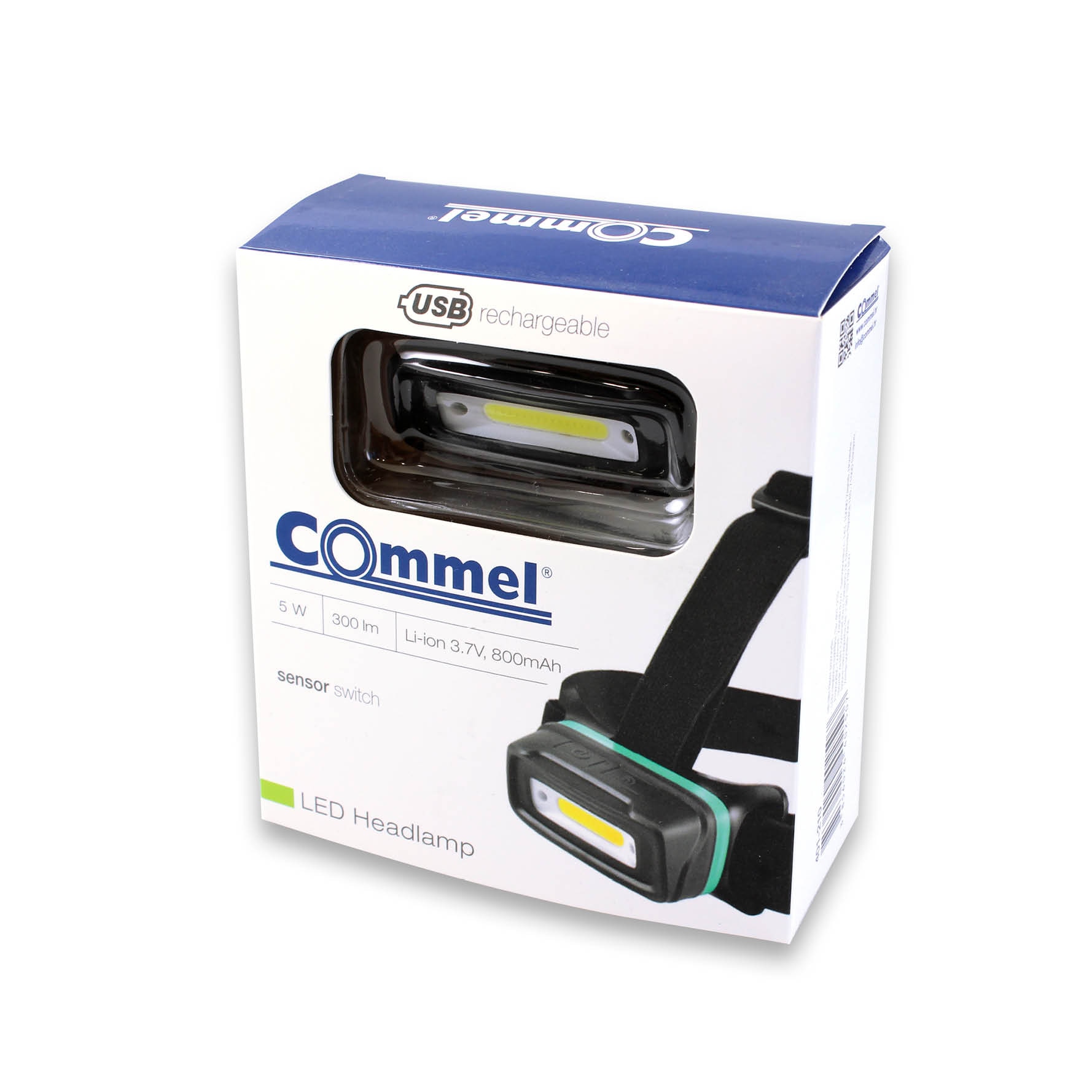 Челник за глава LED 5W 300 lm, 3 часа работен режим с USB батерия Li ...