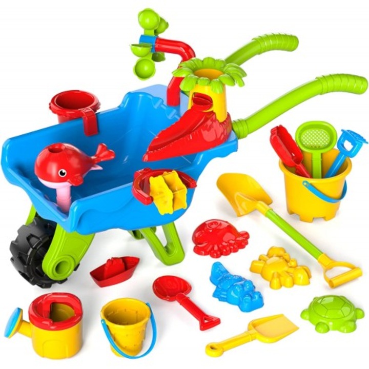 Set jucarie pentru plaja, roaba cu accesorii incluse