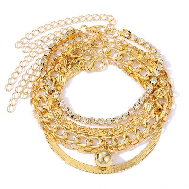 Set de bratari cu lant, Fac, Alama, Auriu