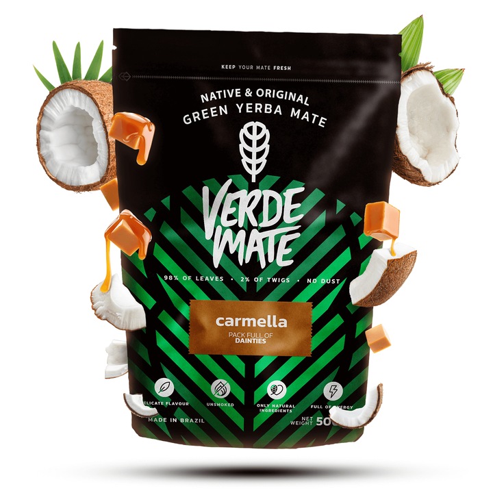 Yerba Mate Tea, Verde Mate Green Carmella Tostada, Karamella Gyümölcs, 500g
