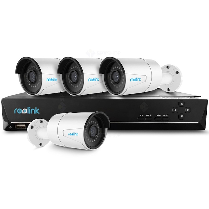 Sistem de supraveghere Reolink RLK8-410B4 IP exterior , 4 camere, 5 MP, IR 30 m, 4 mm, microfon, HDD 2 TB