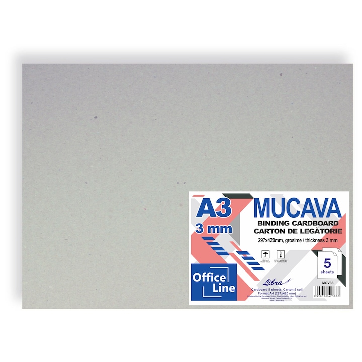 Mucava carton de legatorie A3 grosime 3 mm set 5 coli