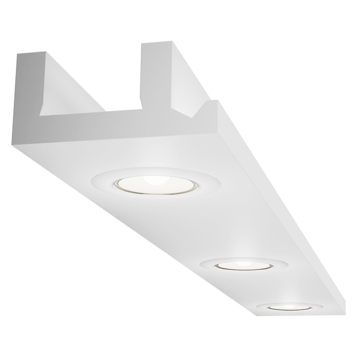 Tavan suspendat LED, Cornisa, ELHARE, Halogen LH1A, Polistiren, Alb, 60x130x2000mm
