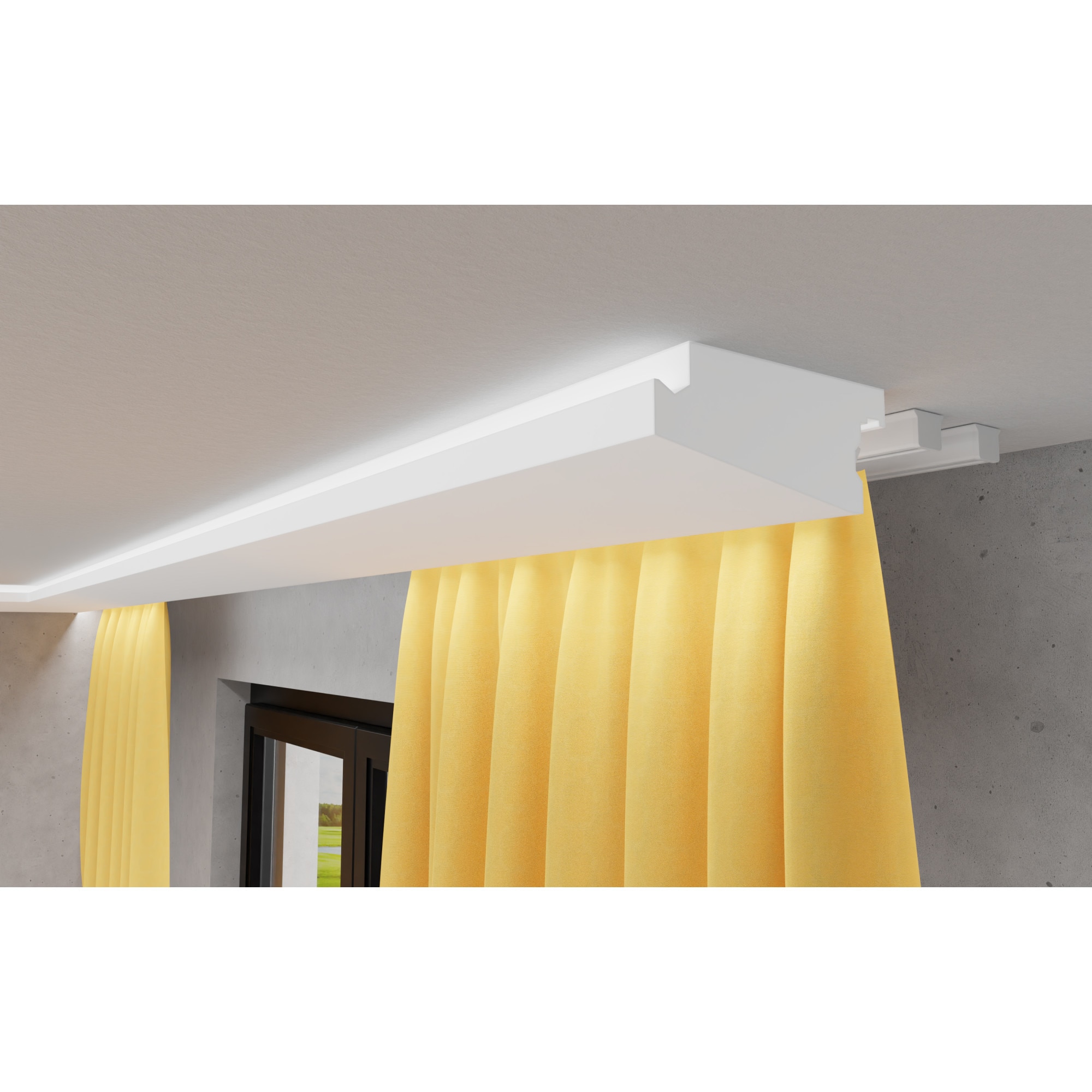 Tavan suspendat LED, Cornisa, ELHARE, Halogen LH1A, Polistiren, Alb,  60x130x2000mm 